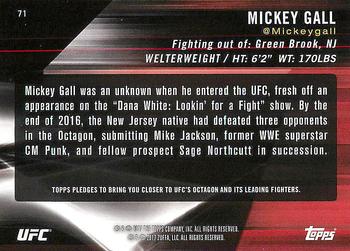 2017 Topps UFC Knockout #71 Mickey Gall Back