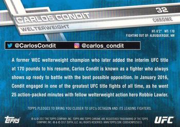 2017 Topps Chrome UFC #32 Carlos Condit Back