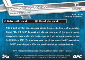 2017 Topps Chrome UFC #70 Andrei Arlovski Back