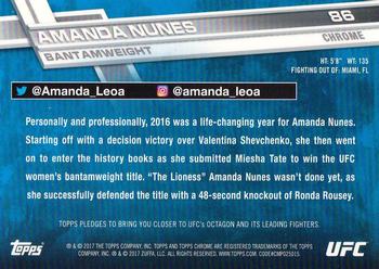 2017 Topps Chrome UFC #86 Amanda Nunes Back