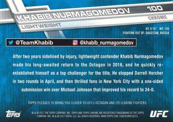 2017 Topps Chrome UFC #100 Khabib Nurmagomedov Back