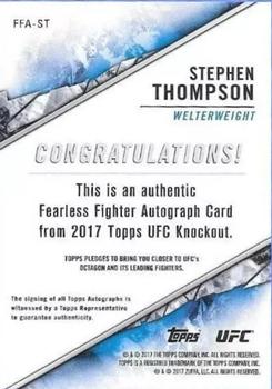 2017 Topps UFC Knockout - Fearless Fighters Autographs #FFA-ST Stephen Thompson Back