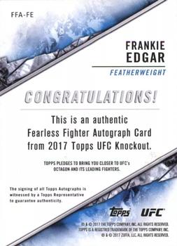 2017 Topps UFC Knockout - Fearless Fighters Autographs Gold Ink #FFA-FE Frankie Edgar Back