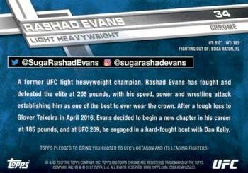 2017 Topps Chrome UFC - Diamond Refractor #34 Rashad Evans Back