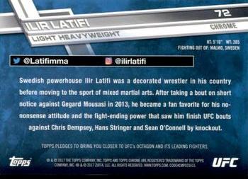2017 Topps Chrome UFC - Diamond Refractor #72 Ilir Latifi Back