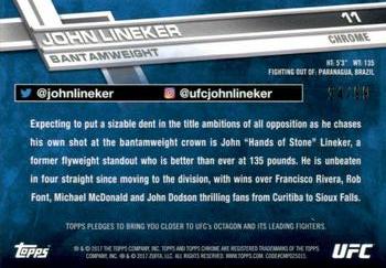 2017 Topps Chrome UFC - Green Refractor #11 John Lineker Back