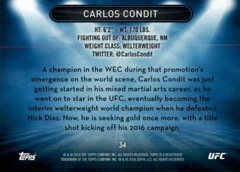 2016 Topps UFC High Impact - Blue #34 Carlos Condit Back