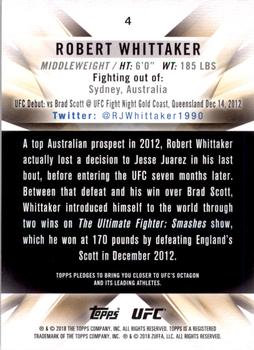2018 Topps UFC Knockout #4 Robert Whittaker Back
