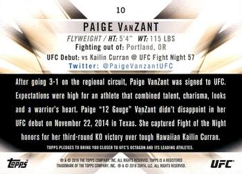 2018 Topps UFC Knockout #10 Paige VanZant Back
