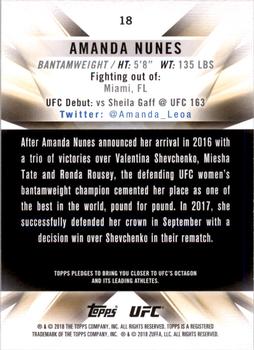 2018 Topps UFC Knockout #18 Amanda Nunes Back