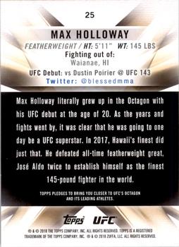 2018 Topps UFC Knockout #25 Max Holloway Back