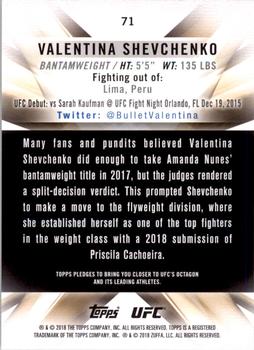 2018 Topps UFC Knockout #71 Valentina Shevchenko Back