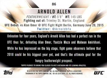 2018 Topps UFC Knockout #86 Arnold Allen Back