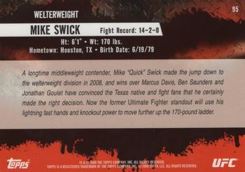 2009 Topps UFC Round 2 - Gold #95 Mike Swick Back