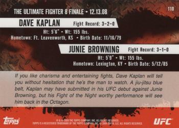 2009 Topps UFC Round 2 - Gold #110 Dave Kaplan / Junie Browning Back