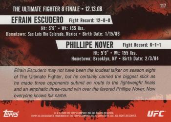 2009 Topps UFC Round 2 - Gold #117 Efrain Escudero / Phillipe Nover Back