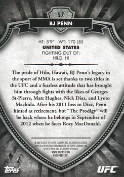2012 Topps UFC Bloodlines - Country Flag #57 BJ Penn Back