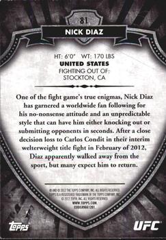 2012 Topps UFC Bloodlines - Country Flag #81 Nick Diaz Back