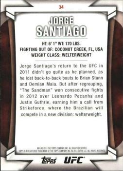 2013 Topps UFC Knockout - Blue #34 Jorge Santiago Back