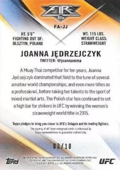 2017 Topps UFC Fire - Autographs Blue Flame #FA-JJ Joanna Jędrzejczyk Back