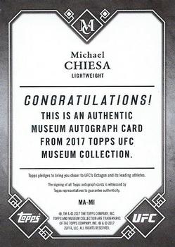 2017 Topps Museum Collection UFC - Museum Autographs #MA-MI Michael Chiesa Back