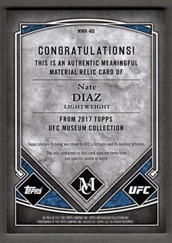 2017 Topps Museum Collection UFC - Meaningful Material Relics #MMR-ND Nate Diaz Back