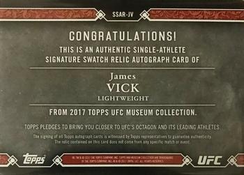 2017 Topps Museum Collection UFC - Single-Fighter Signature Swatches Relic Autographs #SSAR-JV James Vick Back