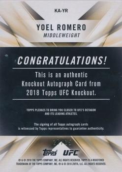 2018 Topps UFC Knockout - Knockout Autographs Blue #KA-YR Yoel Romero Back