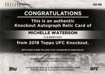 2018 Topps UFC Knockout - Knockout Autograph Relics #KAR-MW Michelle Waterson Back