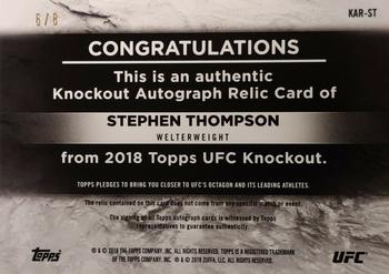 2018 Topps UFC Knockout - Knockout Autograph Relics Red #KAR-ST Stephen Thompson Back