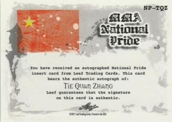 2011 Leaf MMA Metal - National Pride #NP-TQZ Tiequan Zhang Back