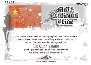 2011 Leaf MMA Metal - National Pride Silver #NP-TQZ Tiequan Zhang Back