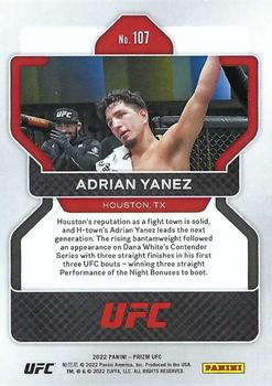 2022 Panini Prizm UFC #107 Adrian Yanez Back