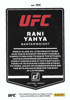 2022 Donruss UFC #105 Rani Yahya Back