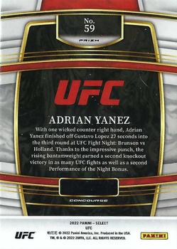 2022 Panini Select UFC - Blue Prizms #59 Adrian Yanez Back