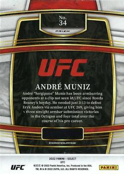 2022 Panini Select UFC - Silver Prizms #34 Andre Muniz Back