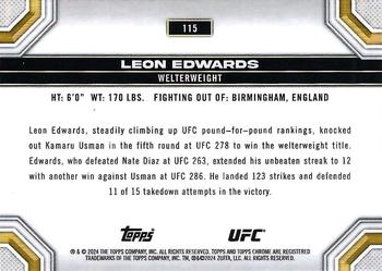 2024 Topps Chrome UFC - Aqua Refractor #115 Leon Edwards Back