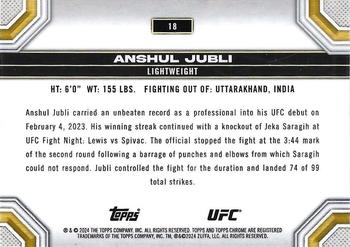 2024 Topps Chrome UFC - Blue Wave #18 Anshul Jubli Back