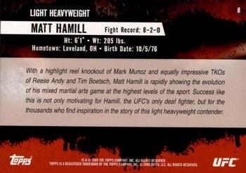 2009 Topps UFC Round 2 #8 Matt Hamill Back
