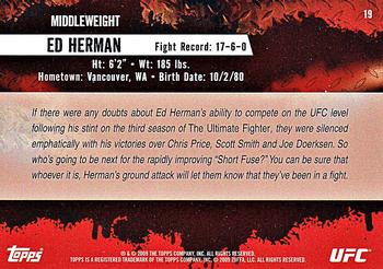 2009 Topps UFC Round 2 #19 Ed Herman Back