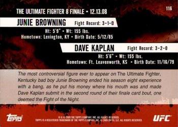 2009 Topps UFC Round 2 #116 Junie Browning / Dave Kaplan Back