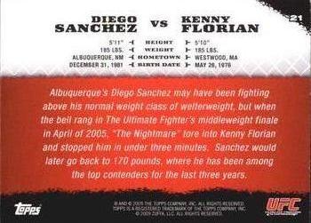2009 Topps UFC Round 1 #21 Diego Sanchez / Kenny Florian Back
