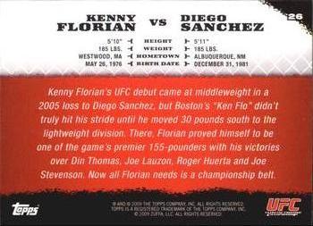 2009 Topps UFC Round 1 #26 Kenny Florian / Diego Sanchez Back