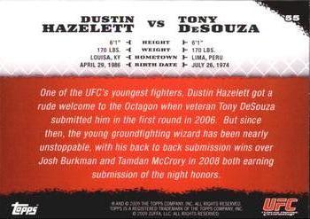 2009 Topps UFC Round 1 #55 Dustin Hazelett / Tony DeSouza Back