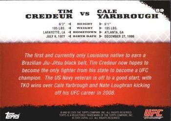 2009 Topps UFC Round 1 #89 Tim Credeur / Cale Yarbrough Back