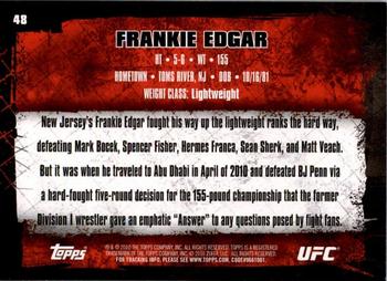 2010 Topps UFC #48 Frankie Edgar Back