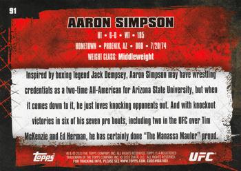 2010 Topps UFC #91 Aaron Simpson Back