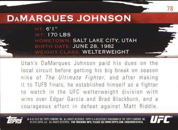 2010 Topps UFC Knockout #78 DaMarques Johnson Back