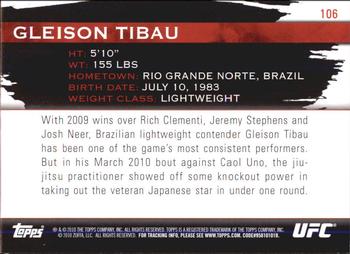 2010 Topps UFC Knockout #106 Gleison Tibau Back