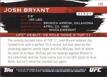 2010 Topps UFC Knockout #135 Josh Bryant Back